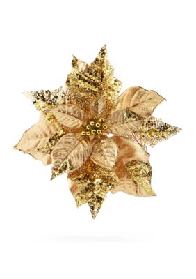 Biltmore® White Christmas Gold Poinsettia Clip Ornament | belk