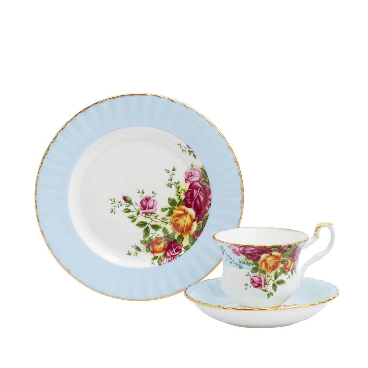 Old Country Roses Teacup, Saucer & Plate, 3 Piece Set