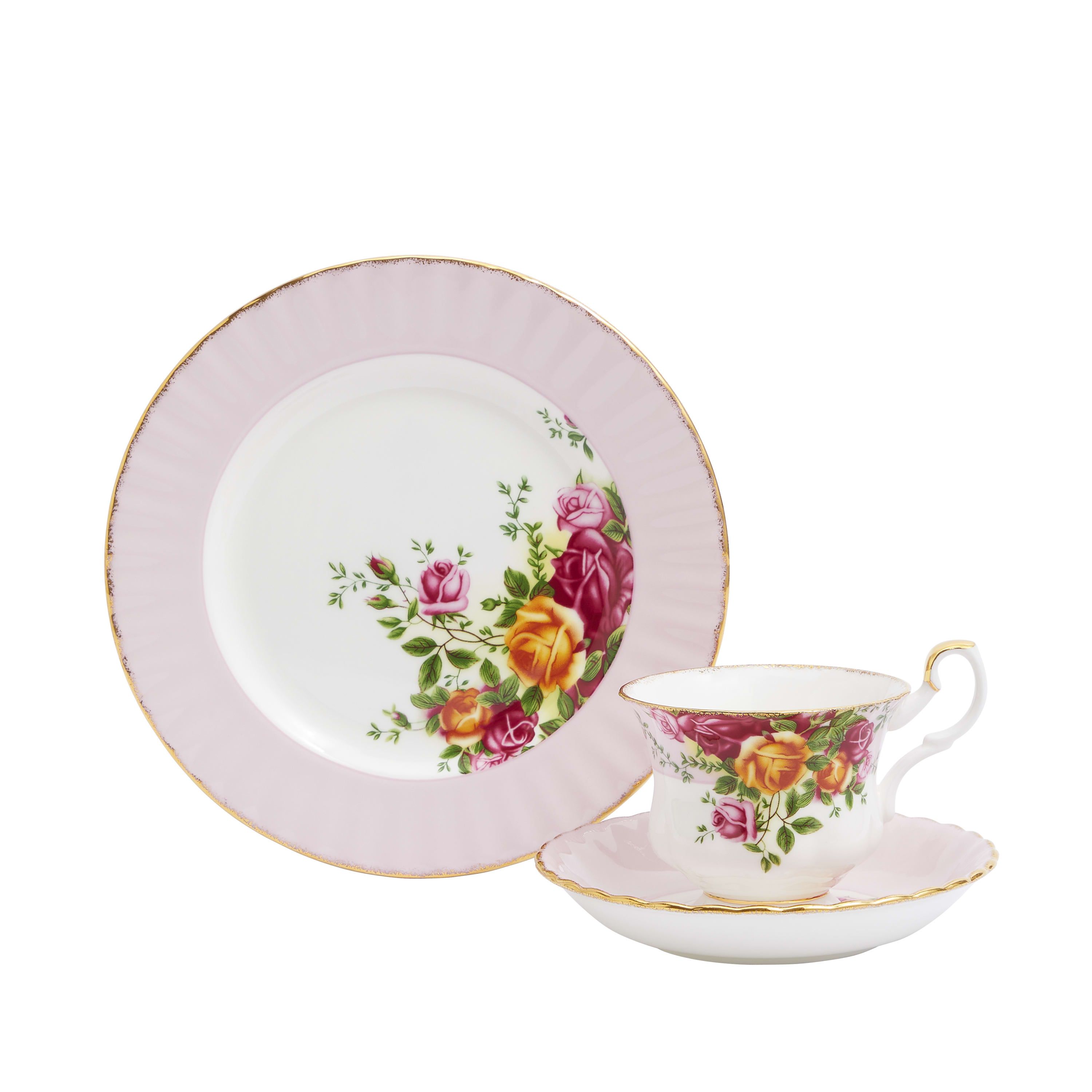 Old Country Roses Teacup, Saucer & Plate, 3 Piece Set