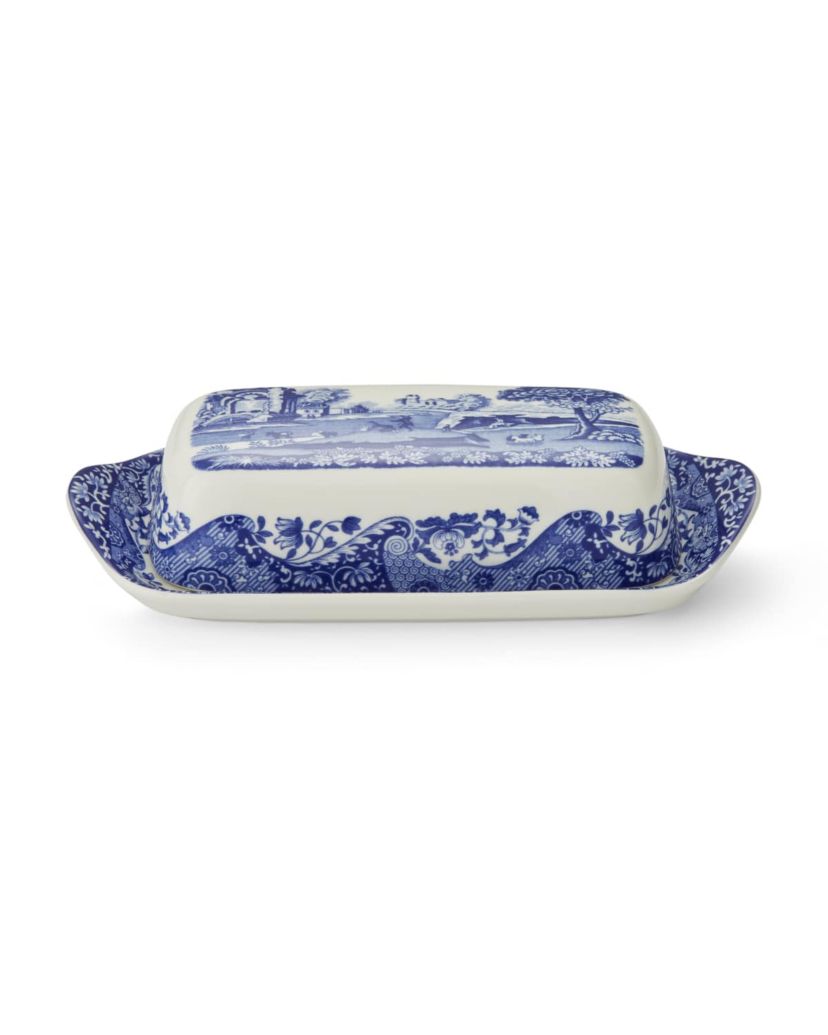 Blue Italian Covered Butter Dish 