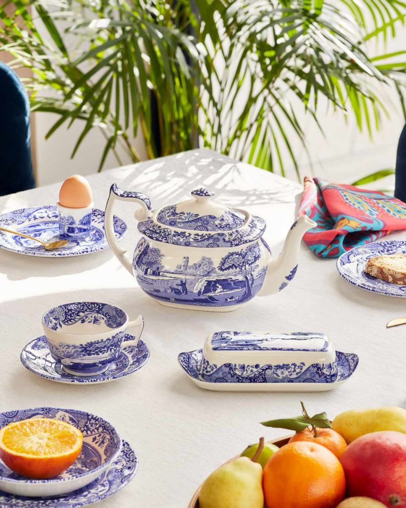 Blue Italian Covered Butter Dish 