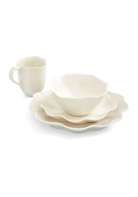 4 Piece White Stoneware Set 