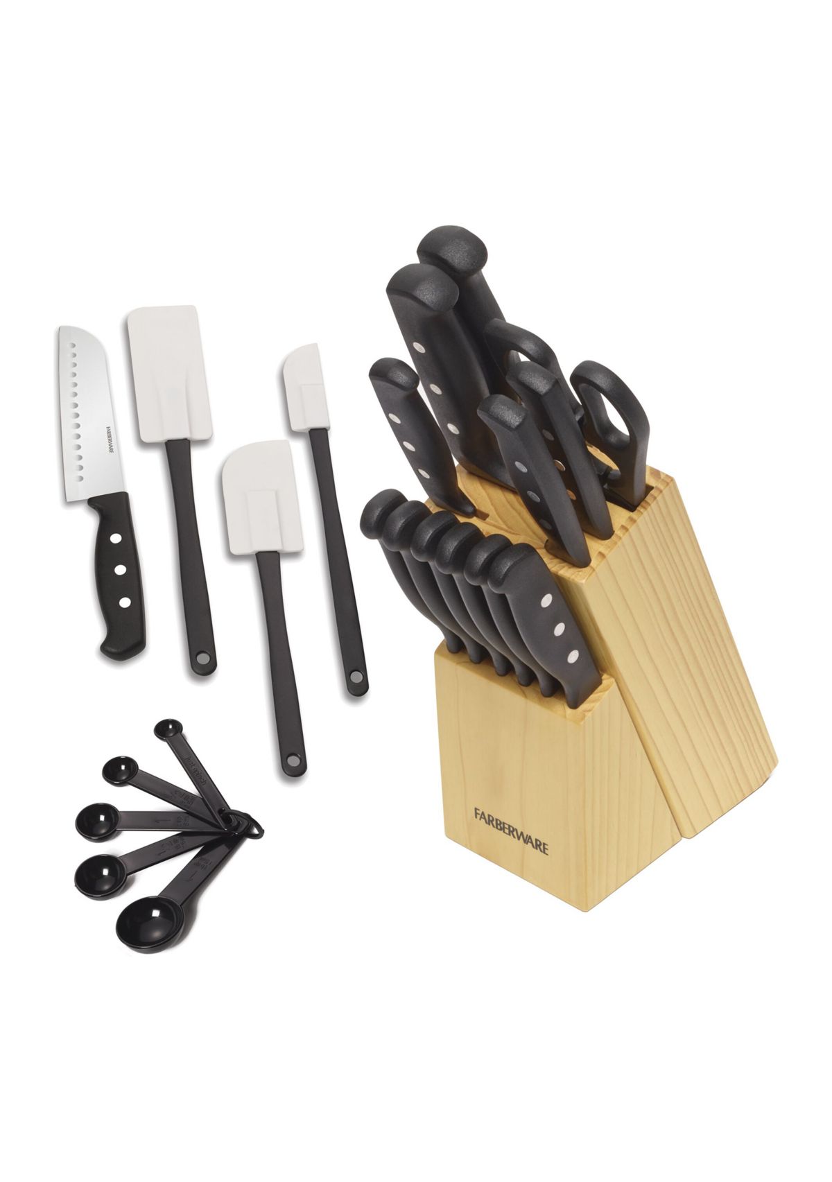 22 Piece Triple Rivet Stainless Steel Knife Block Set with Kitchen Tool Set