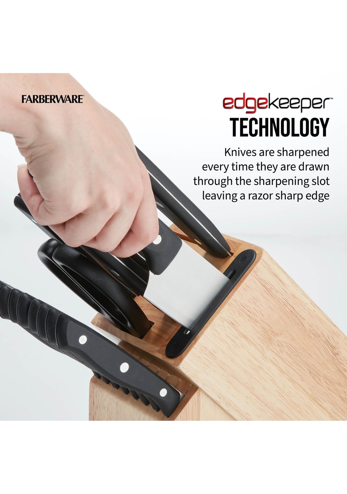 16 Piece Black Edgekeeper Triple Rivet Block Set with Built in Knife Sharpener