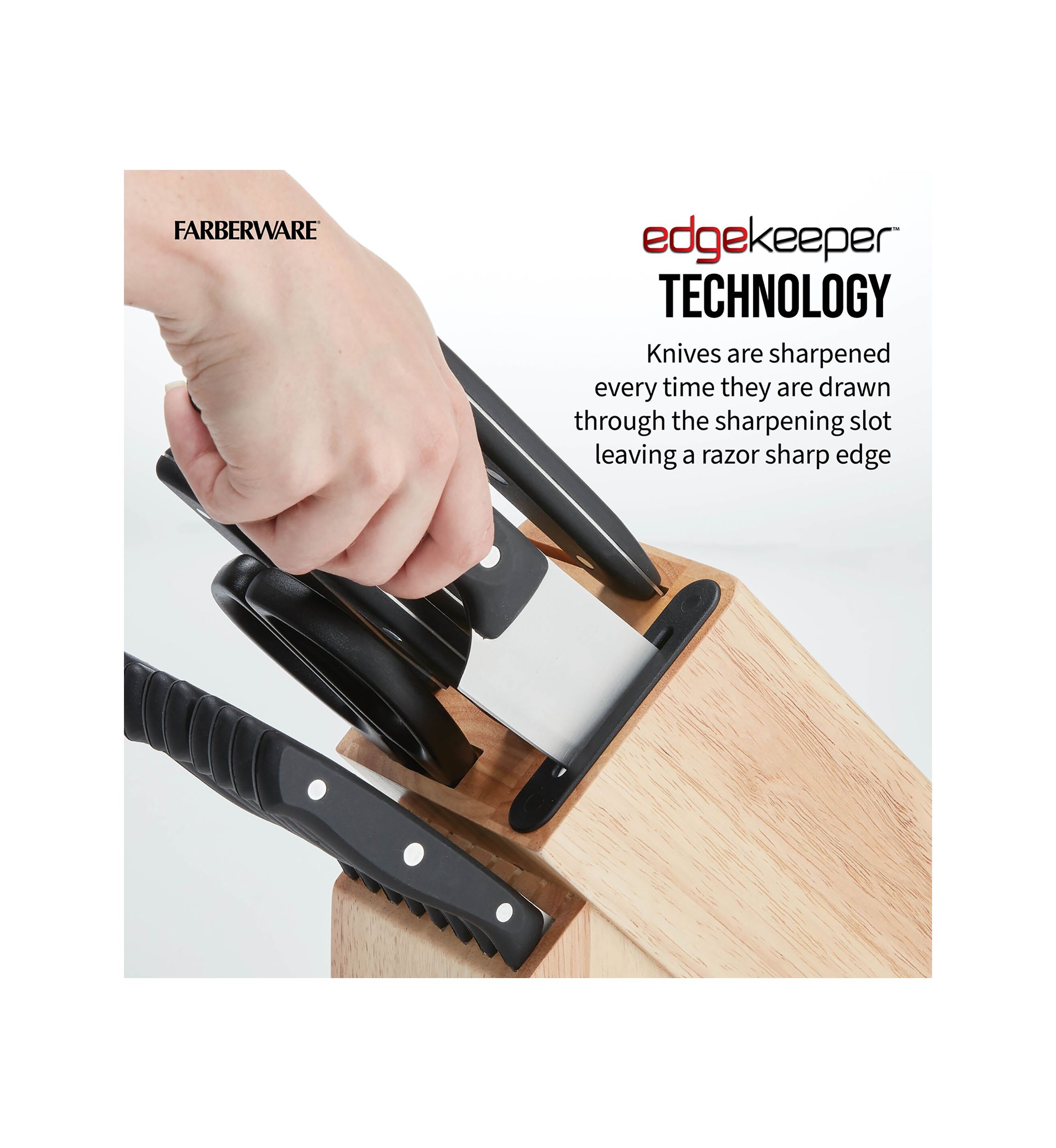 16 Piece Black Edgekeeper Triple Rivet Block Set with Built in Knife Sharpener