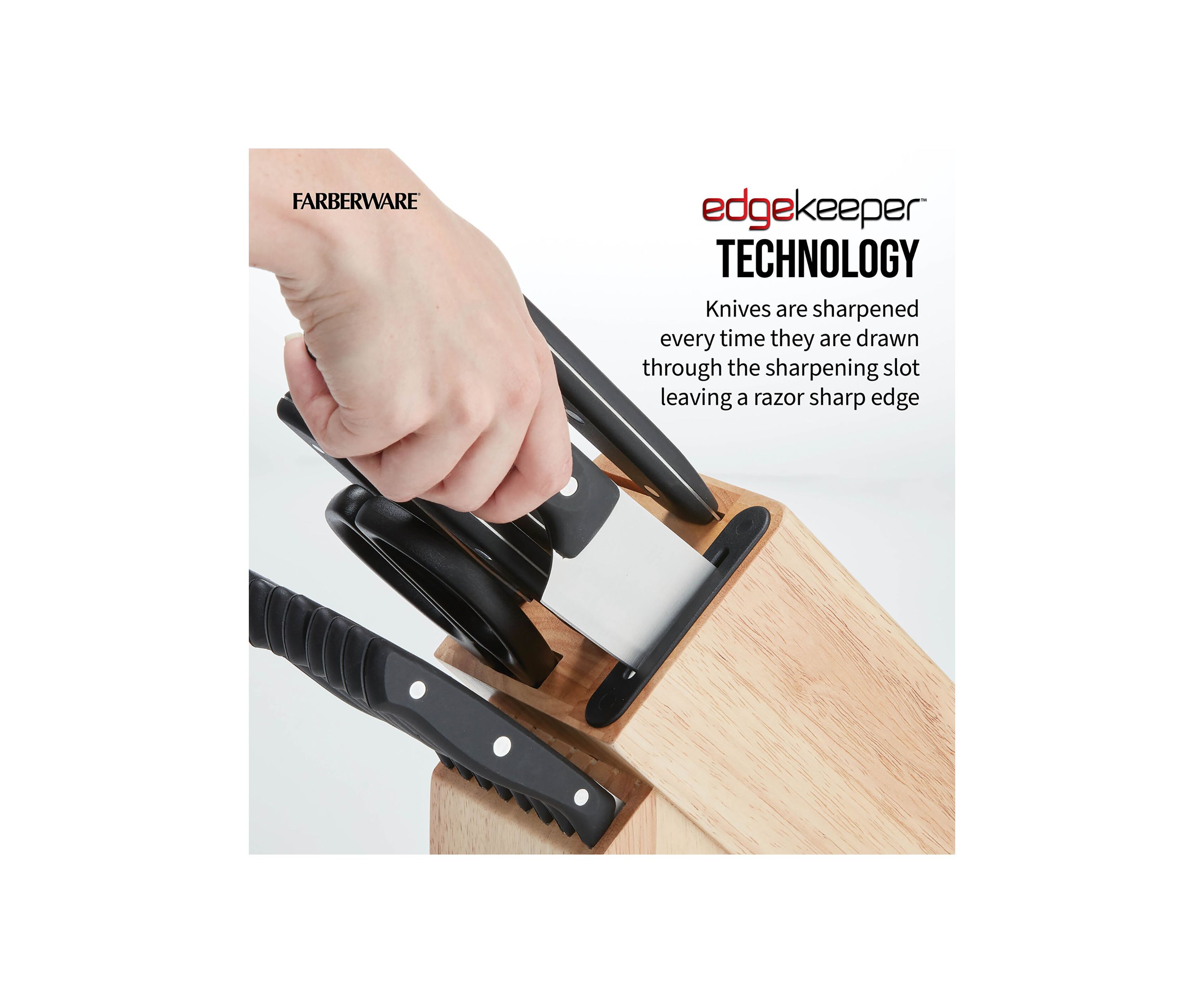 16 Piece Black Edgekeeper Triple Rivet Block Set with Built in Knife Sharpener