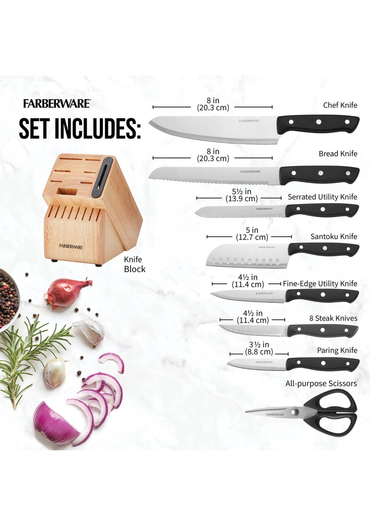 16 Piece Black Edgekeeper Triple Rivet Block Set with Built in Knife Sharpener