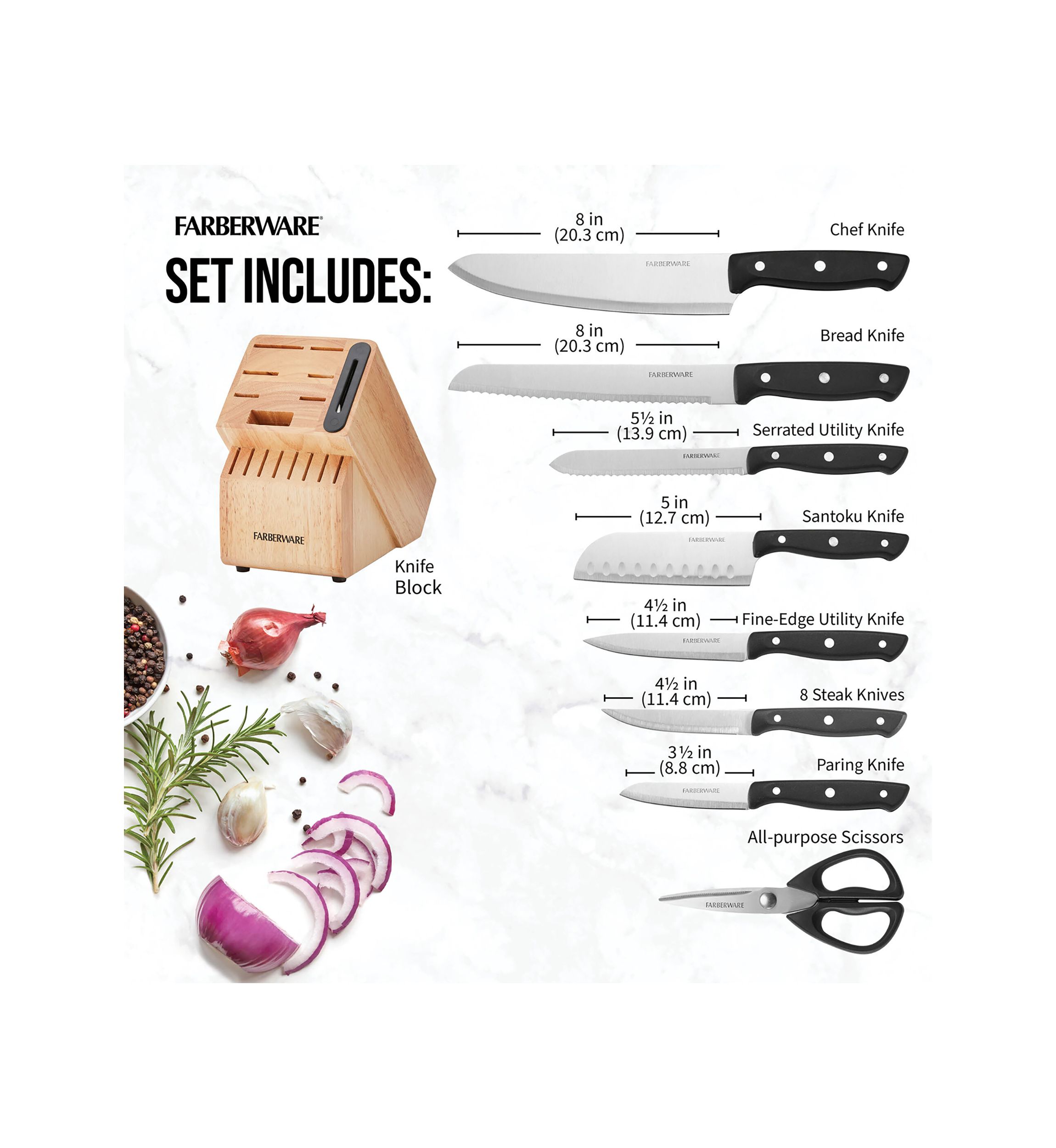 16 Piece Black Edgekeeper Triple Rivet Block Set with Built in Knife Sharpener