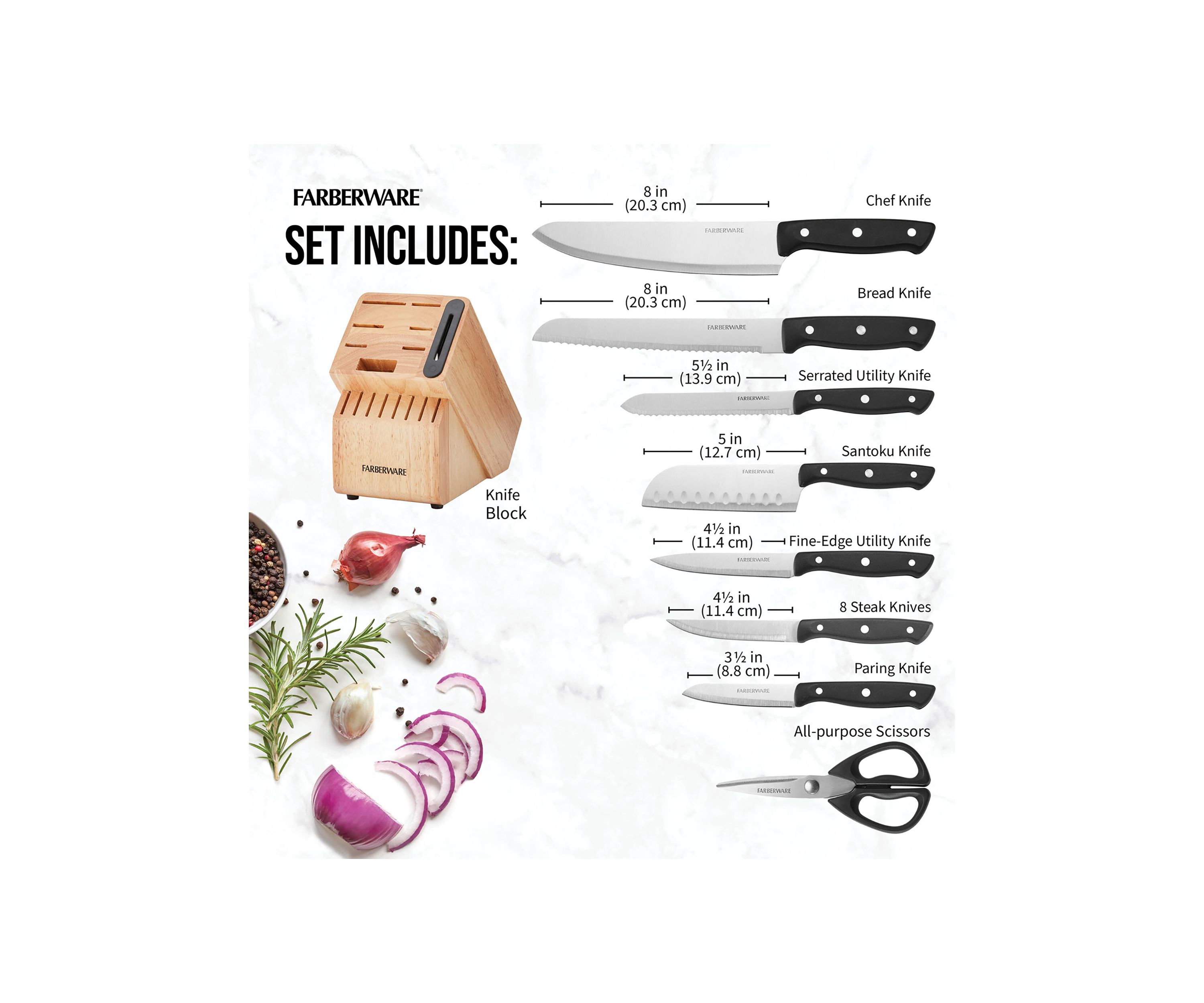 16 Piece Black Edgekeeper Triple Rivet Block Set with Built in Knife Sharpener