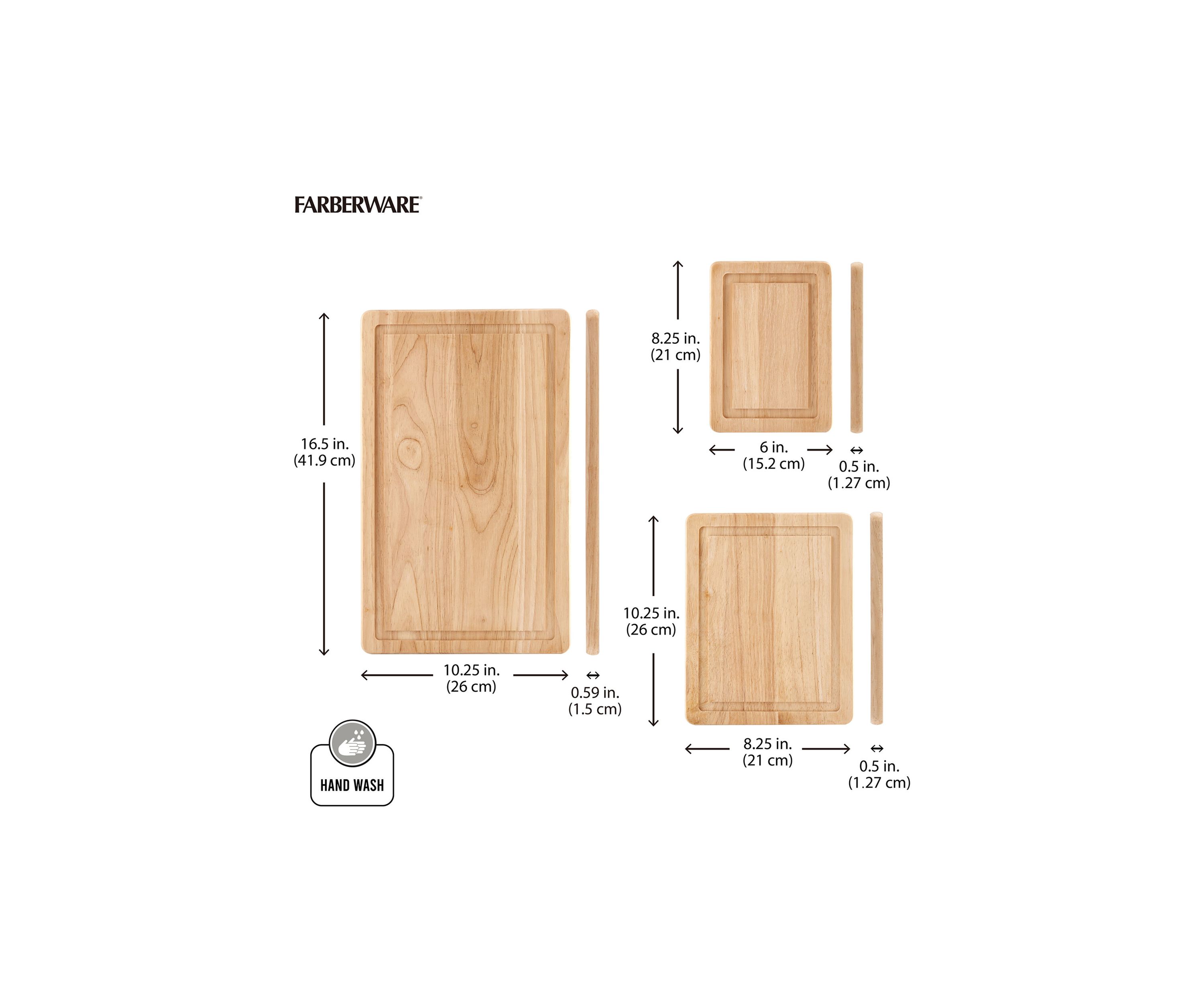 Rubberwood Cutting Boards with Trenches - Set of 3