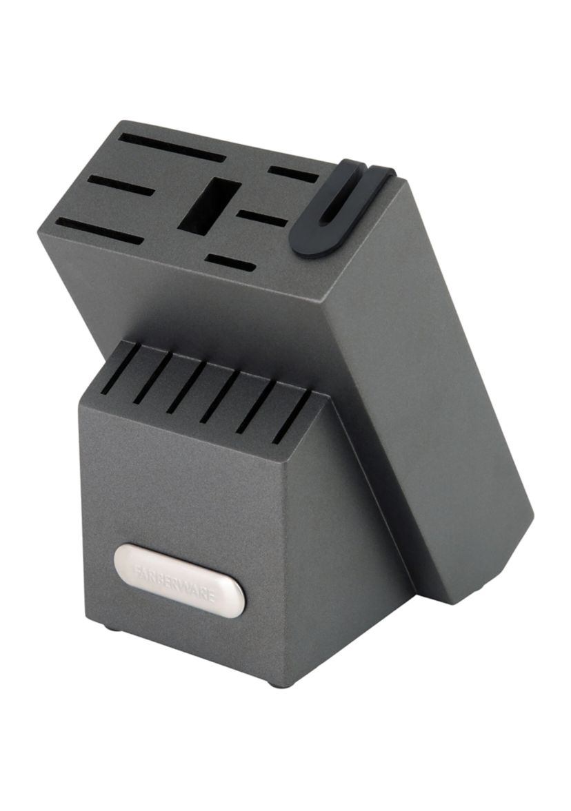 Triple Rivet Black Cutlery Block Set with Built In Edgekeeper Sharpener