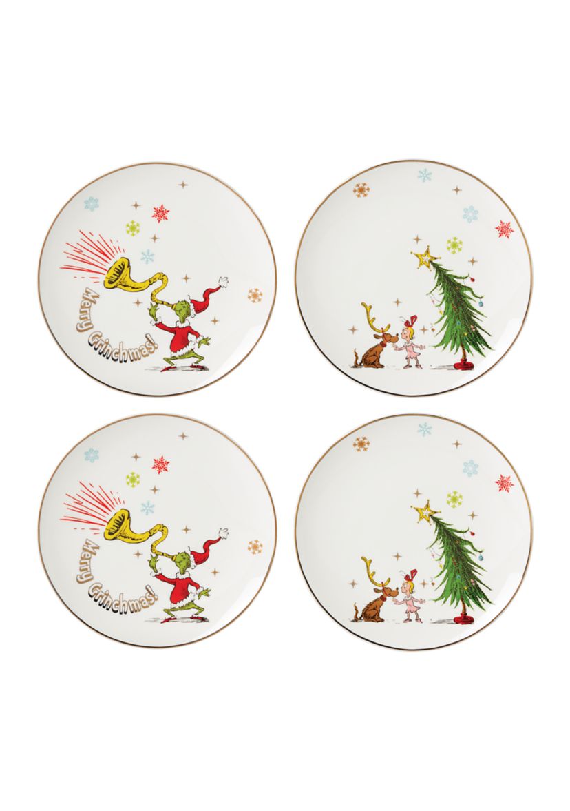 Set of 4 Merry Grinchmas Assorted Accent Plates