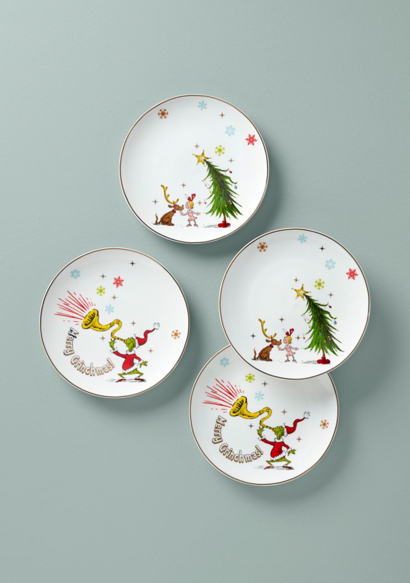 Set of 4 Merry Grinchmas Assorted Accent Plates