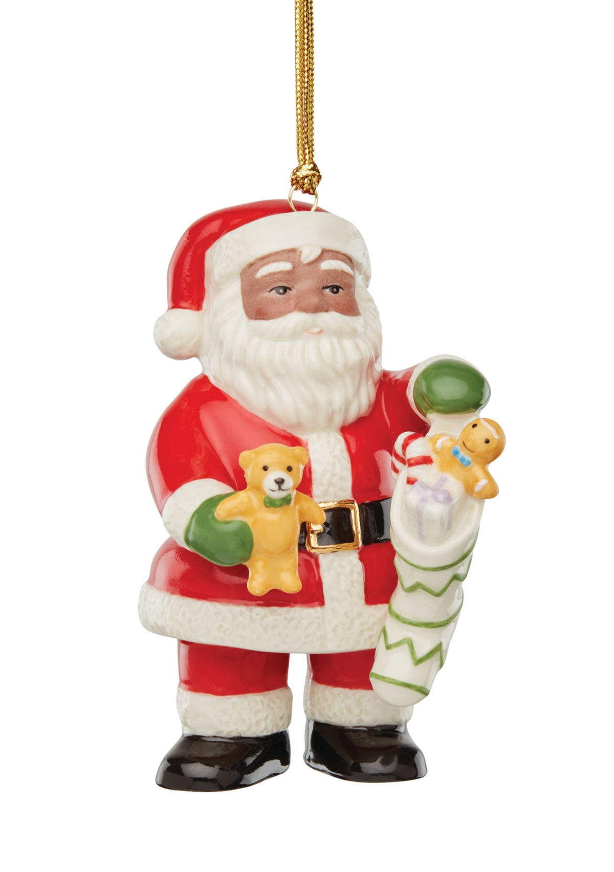 African American Santa & Stocking Ornament