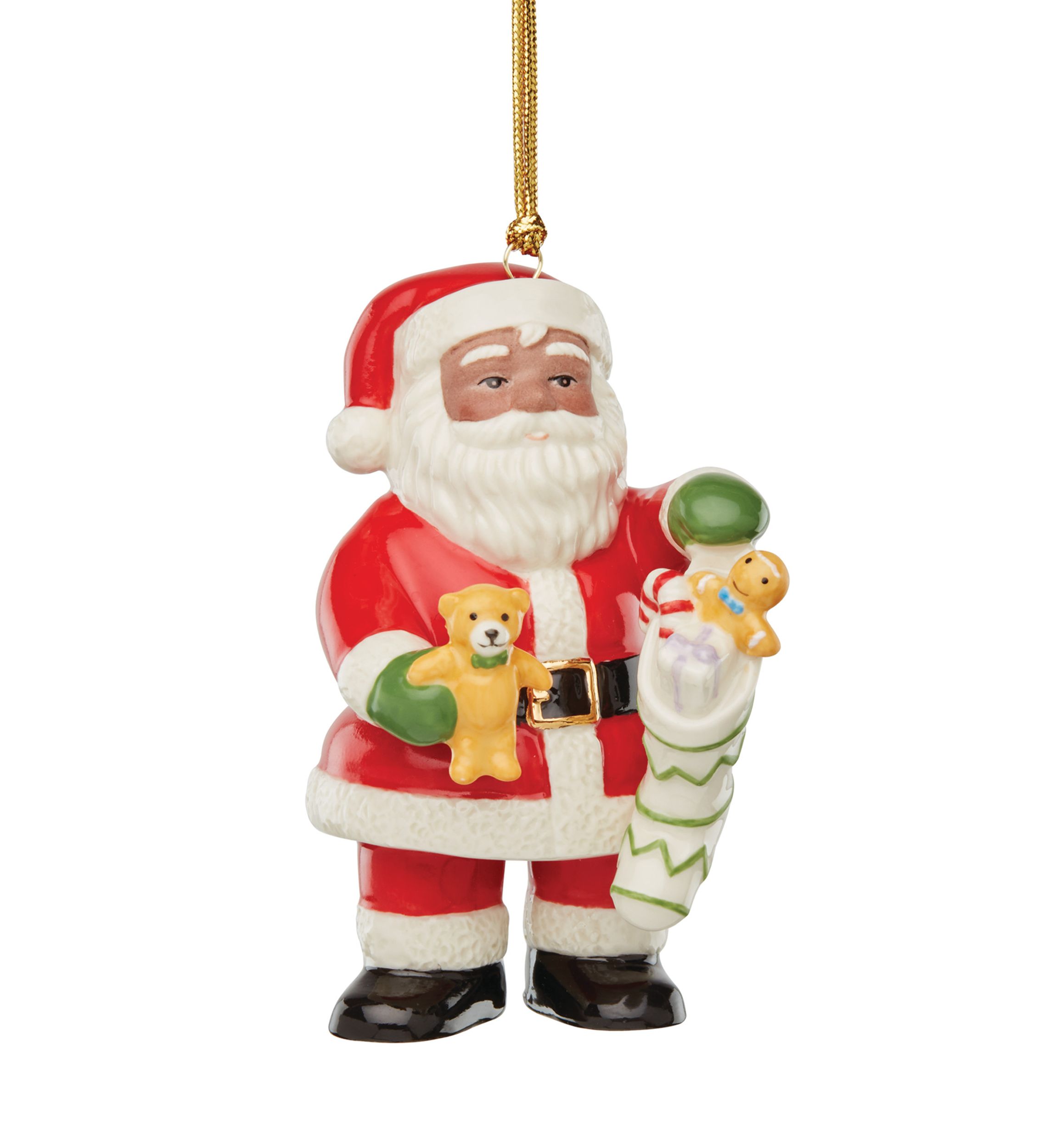 African American Santa & Stocking Ornament