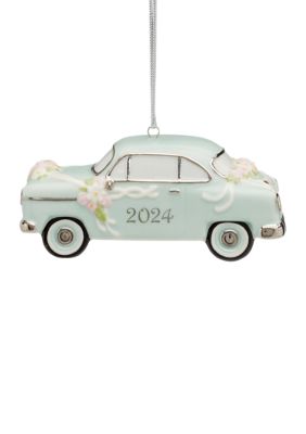 Lenox 2024 Just Married Vintage Car Ornament, White