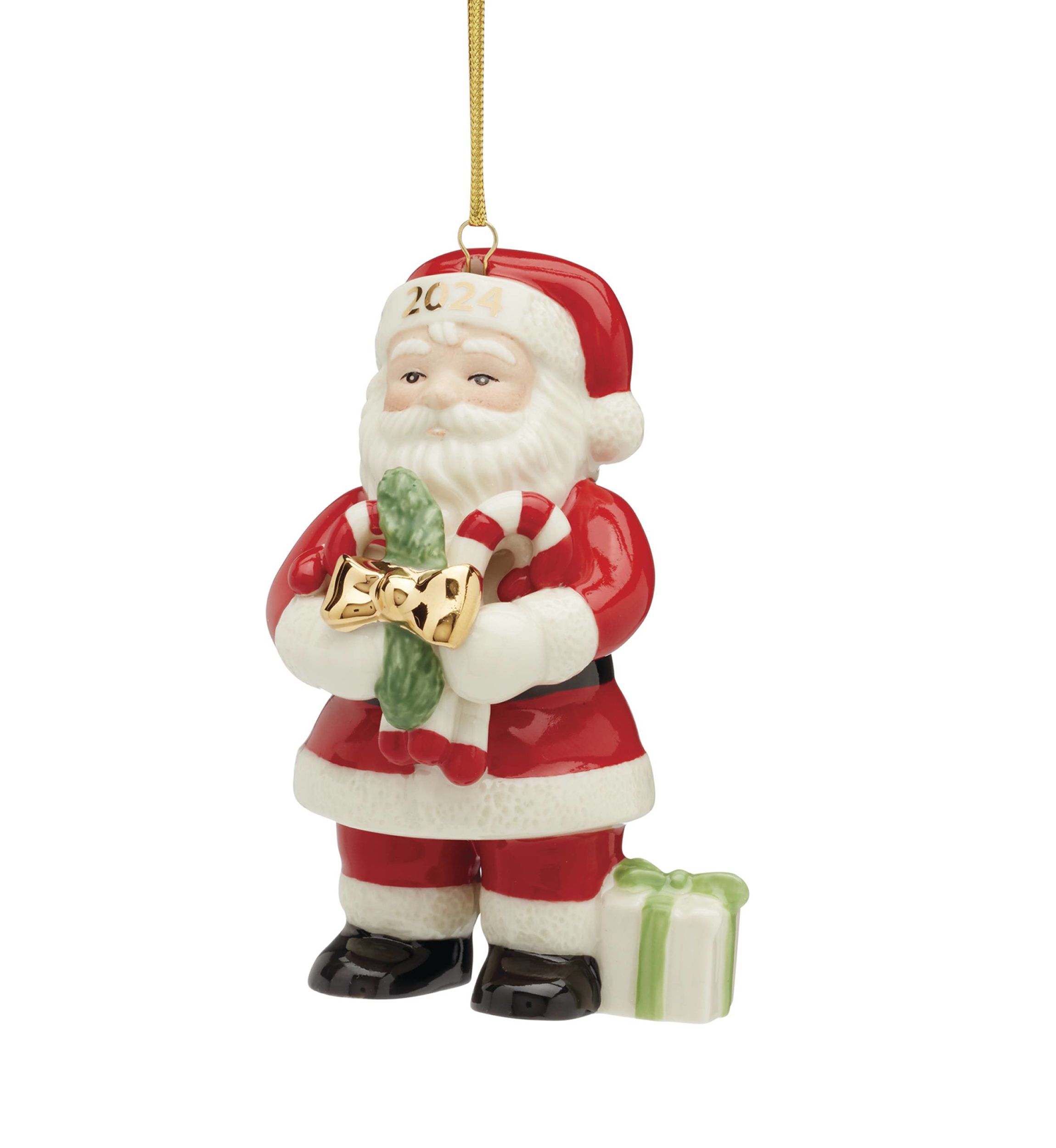 2024 Santa With Pickle & Candy Cane Ornament