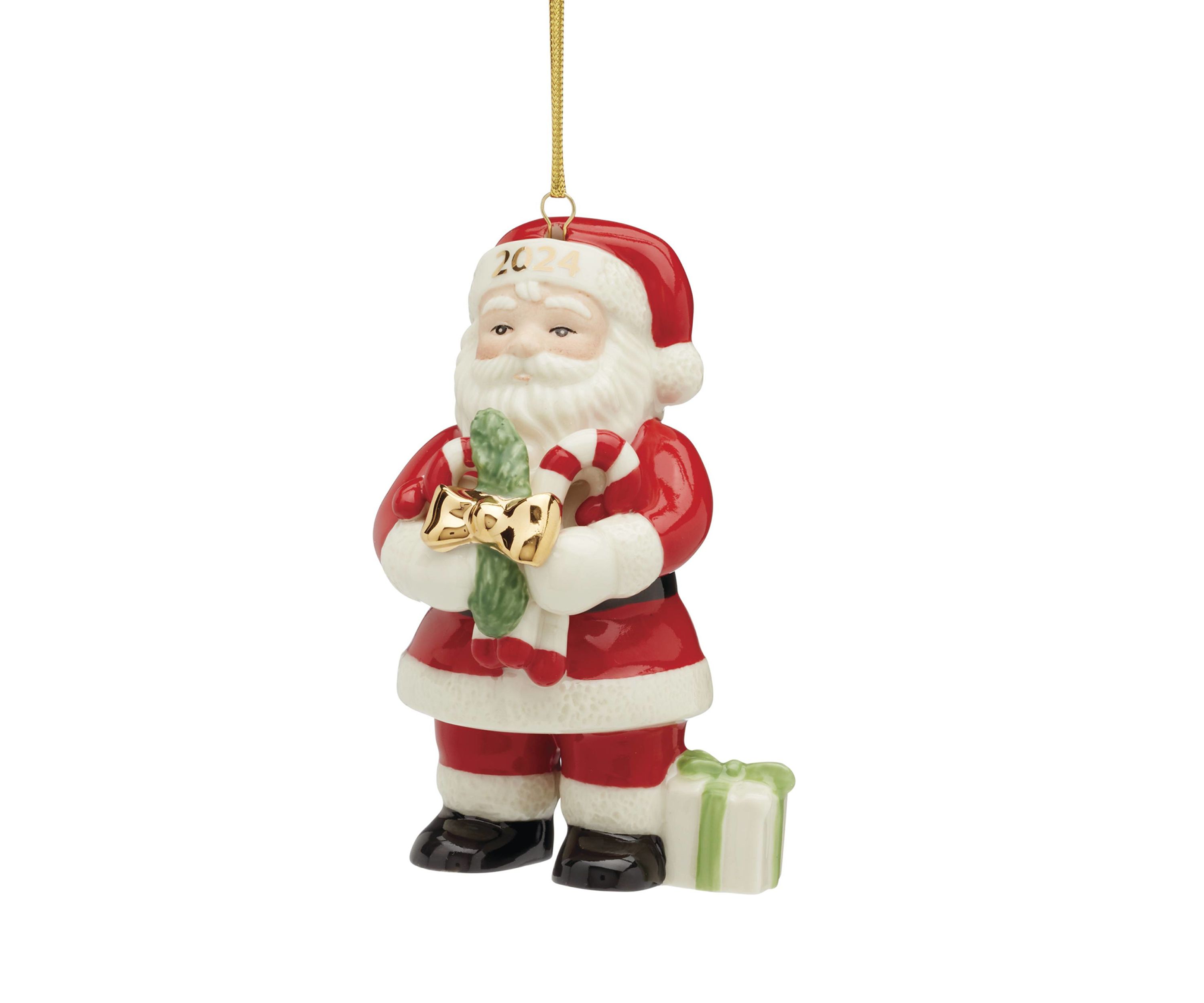2024 Santa With Pickle & Candy Cane Ornament