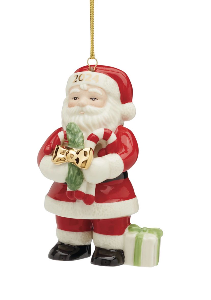 2024 Santa With Pickle & Candy Cane Ornament