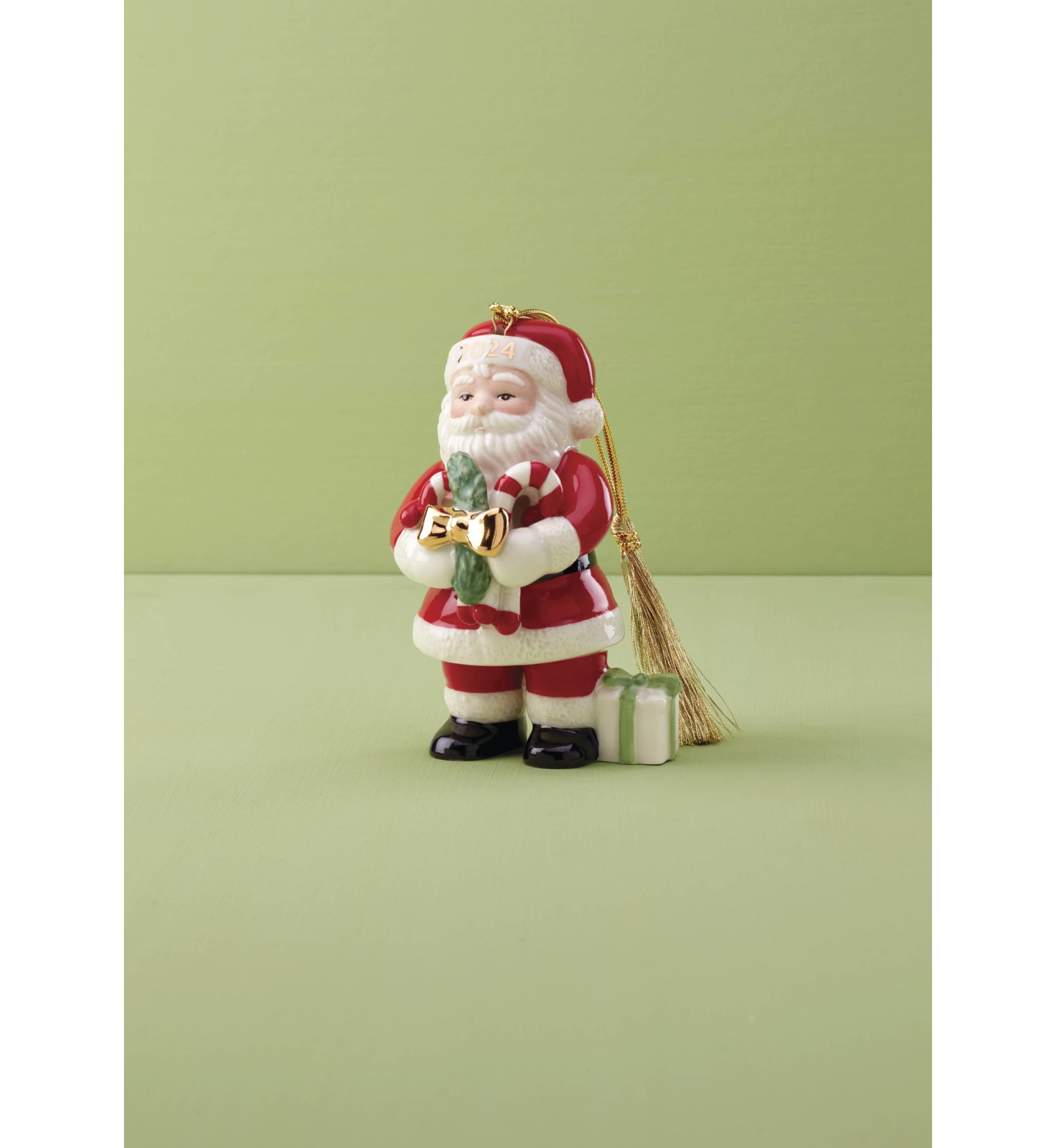 2024 Santa With Pickle & Candy Cane Ornament