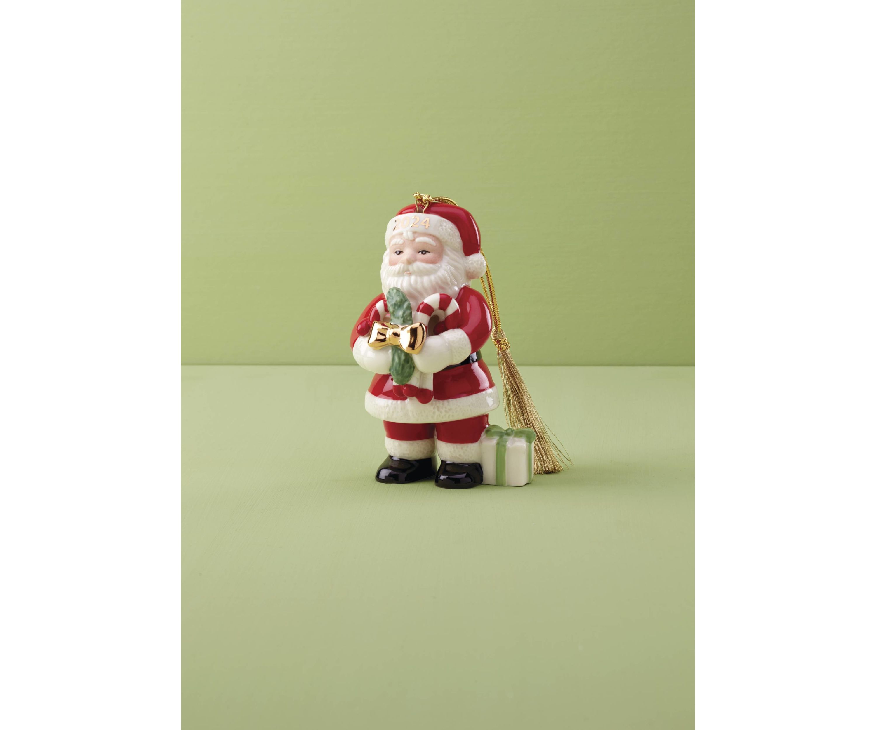 2024 Santa With Pickle & Candy Cane Ornament