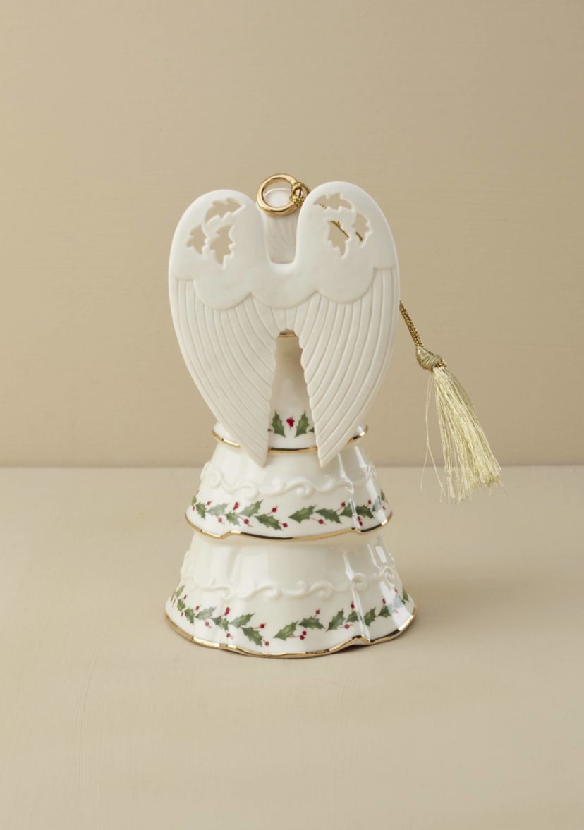 Holiday Angel Bell Holding Bouquet Ornament