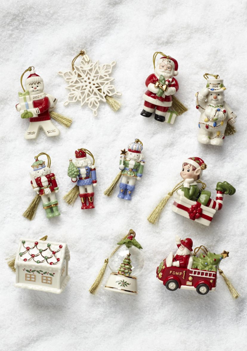 Christmas Elf Sitting on Present Ornament