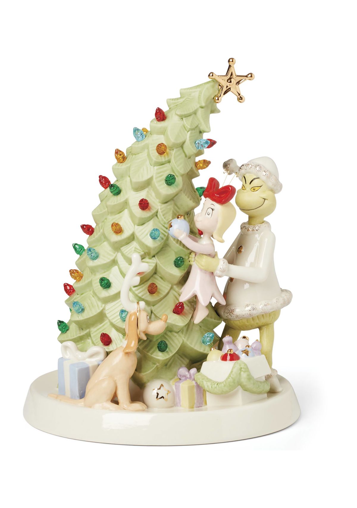 Merry Grinchmas Trimming The Tree Light Up Figurine