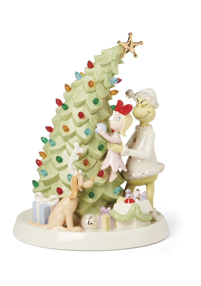 Merry Grinchmas Trimming The Tree Light Up Figurine