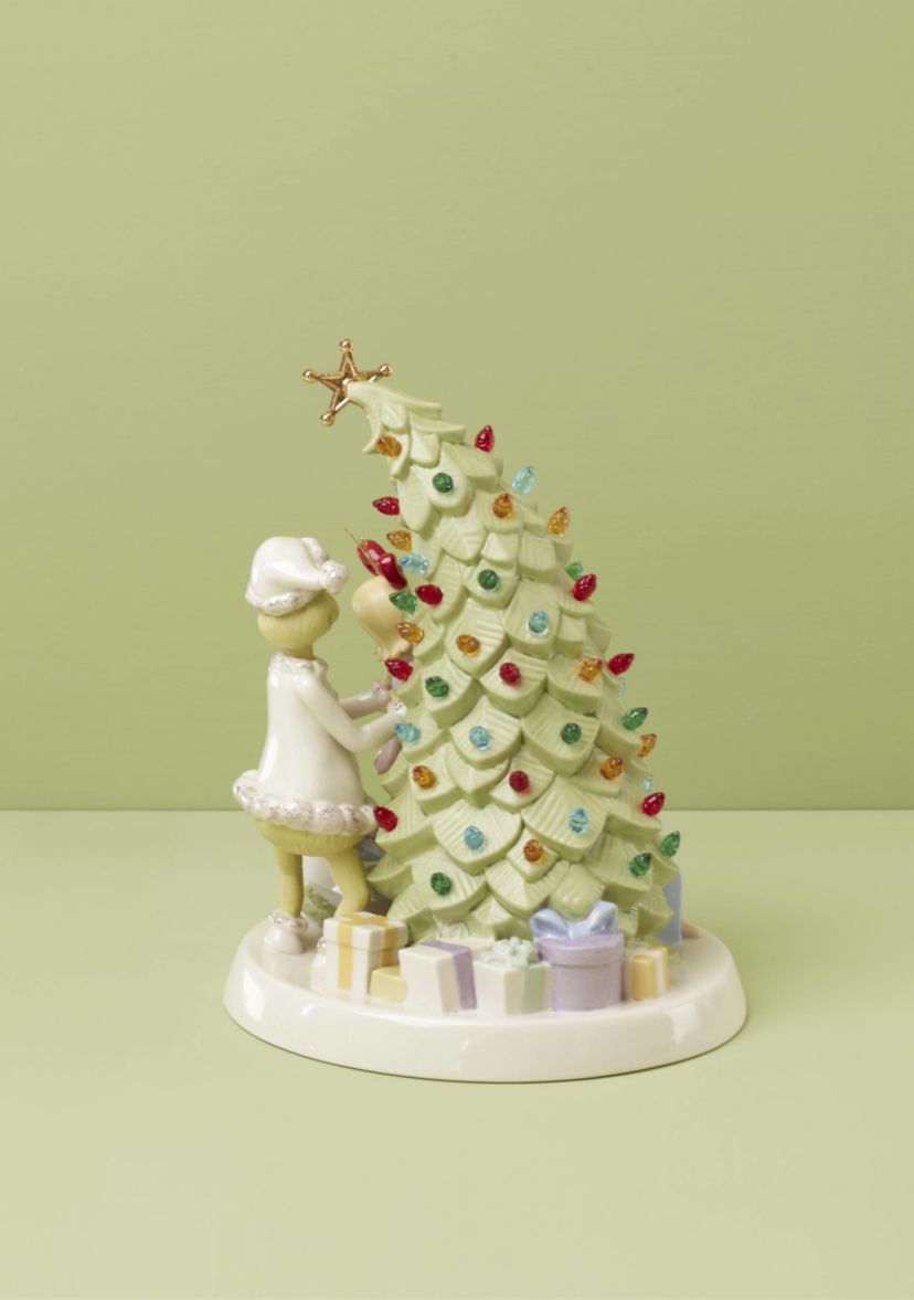 Merry Grinchmas Trimming The Tree Light Up Figurine