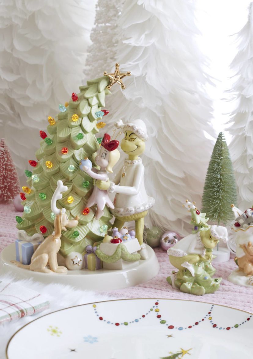 Merry Grinchmas Trimming The Tree Light Up Figurine