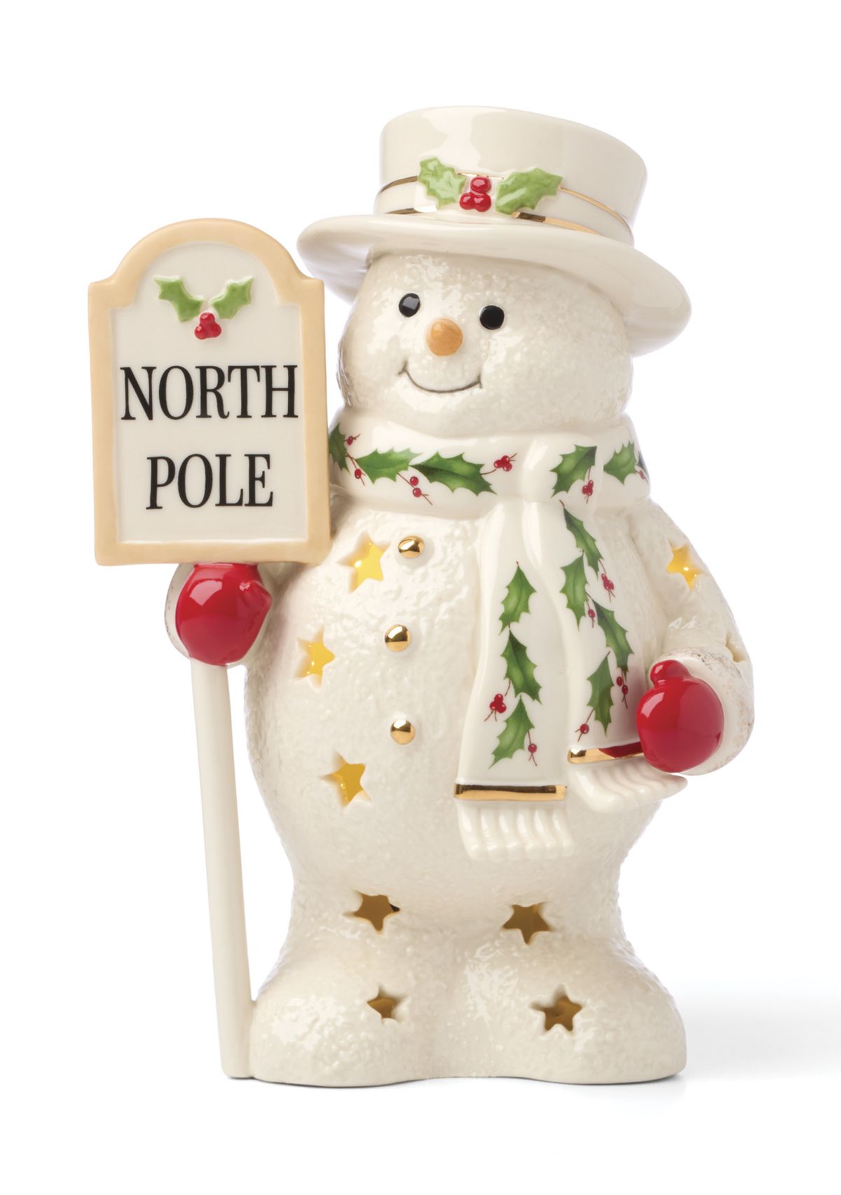 Happy Holly Days Snowman Lit Figurine