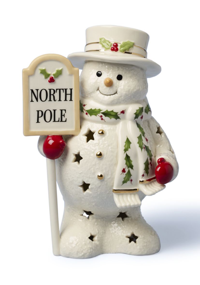 Happy Holly Days Snowman Lit Figurine