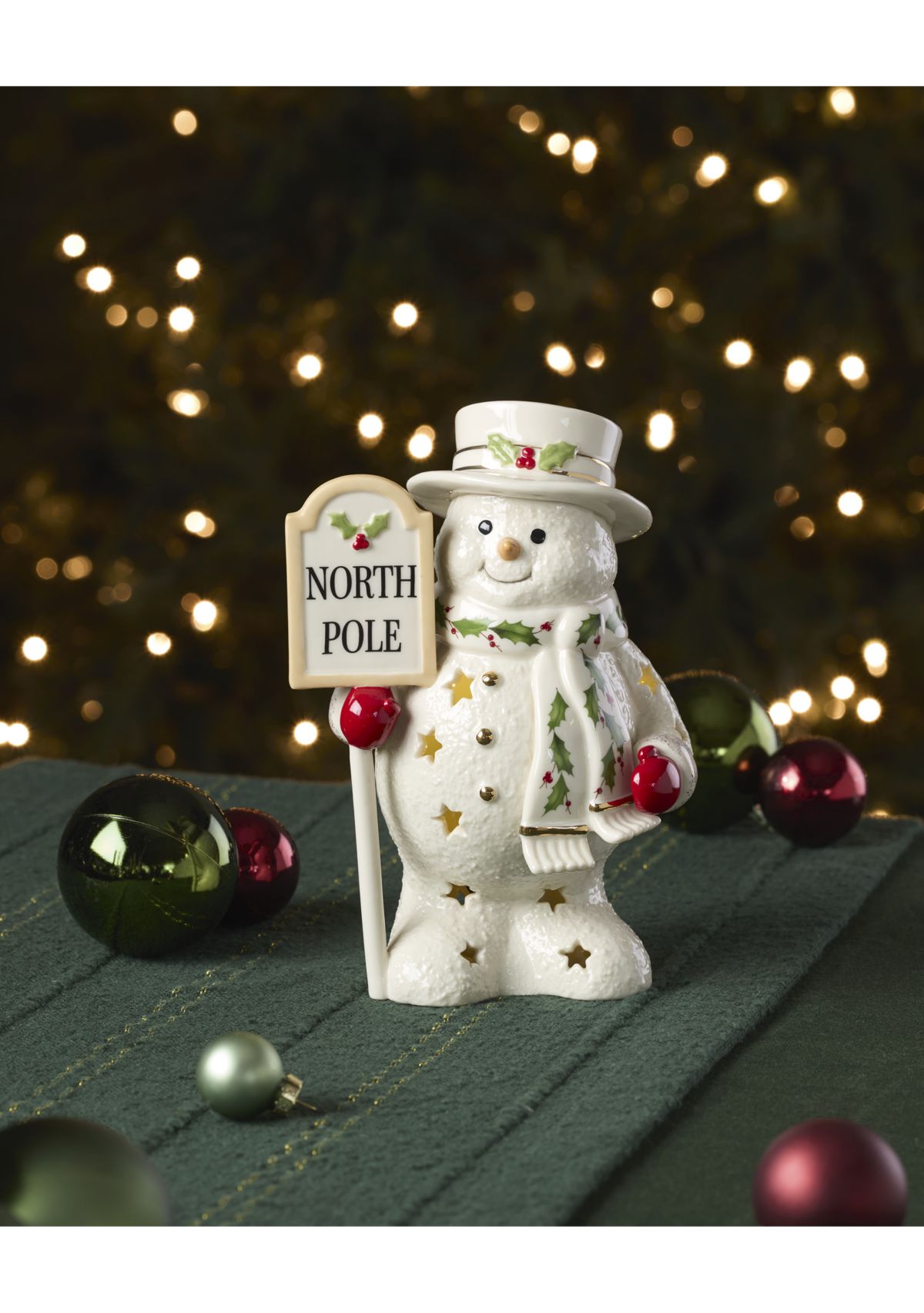 Happy Holly Days Snowman Lit Figurine