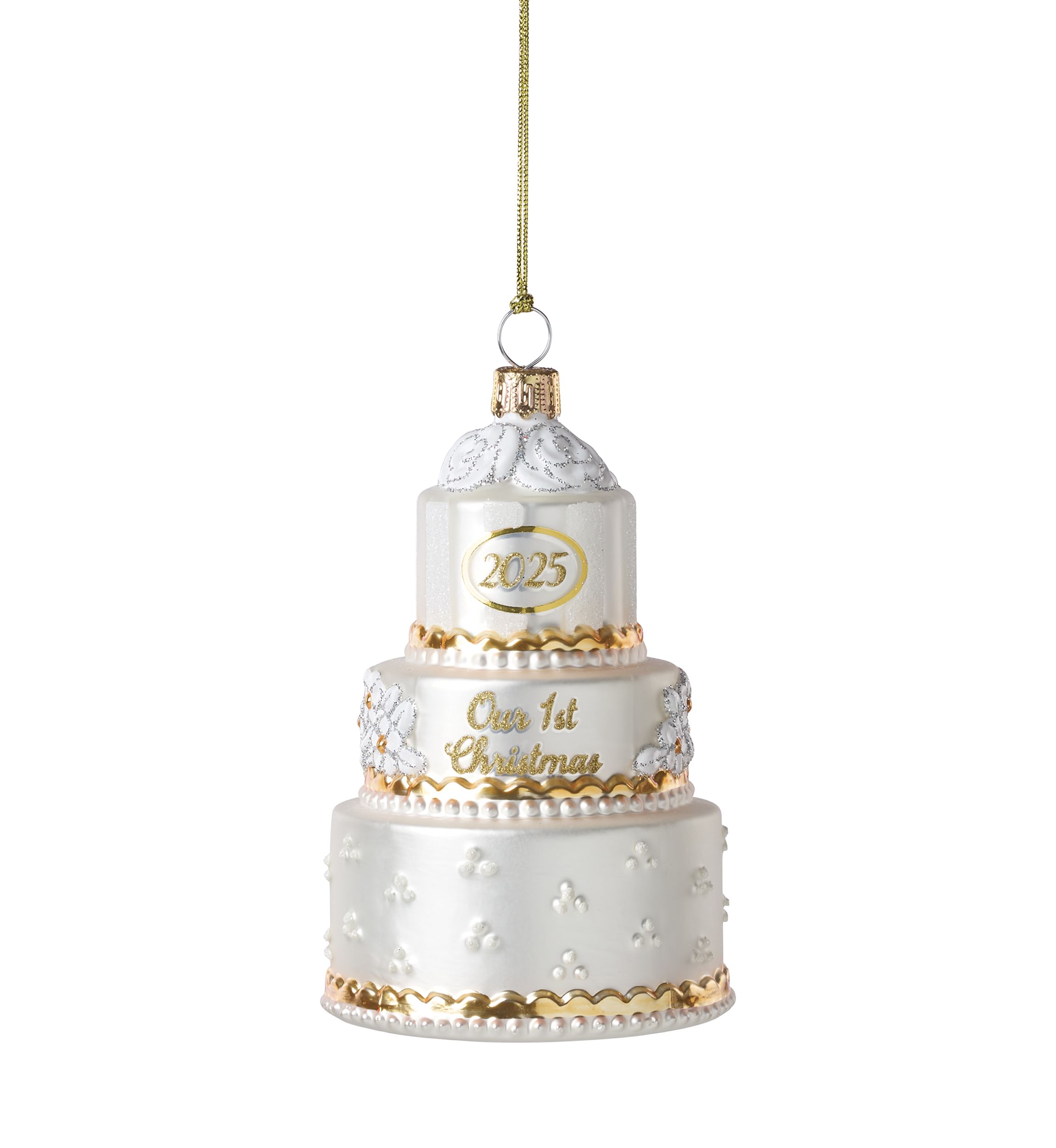 Blown Glass Wedding Ornament 