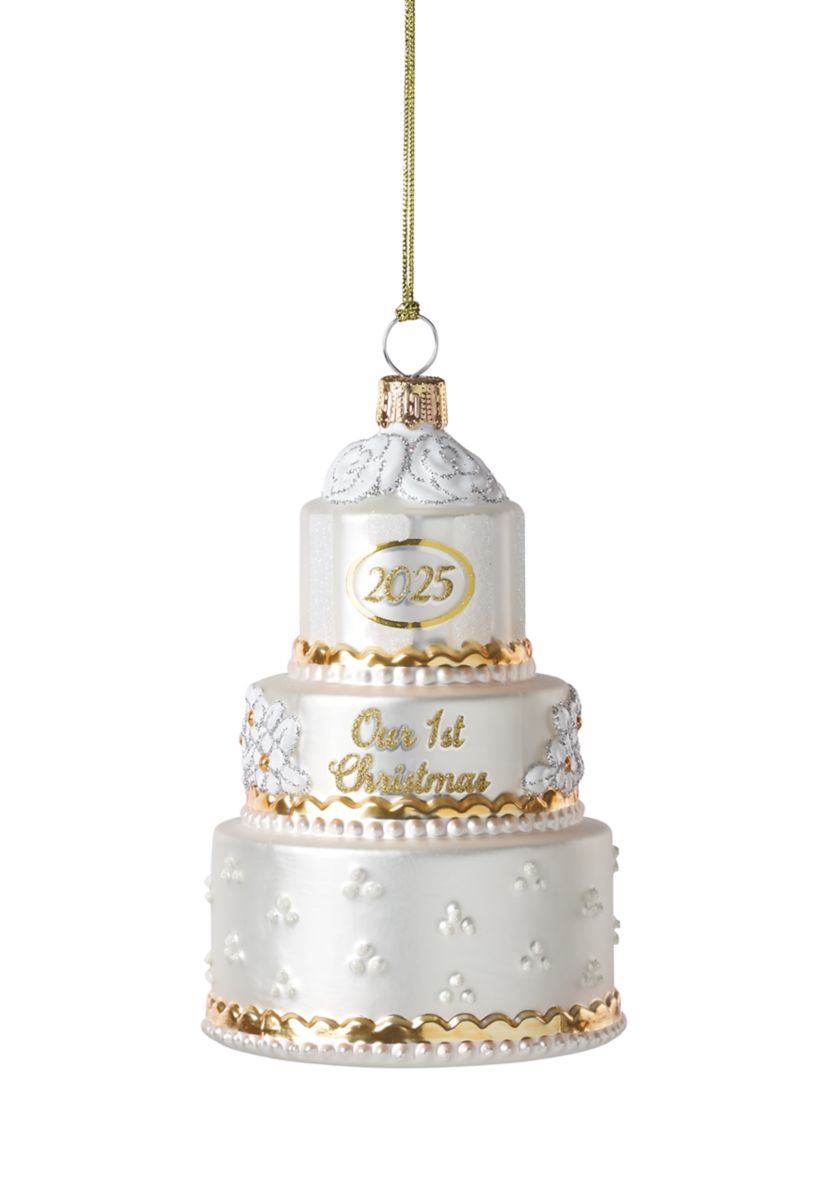 Blown Glass Wedding Ornament 