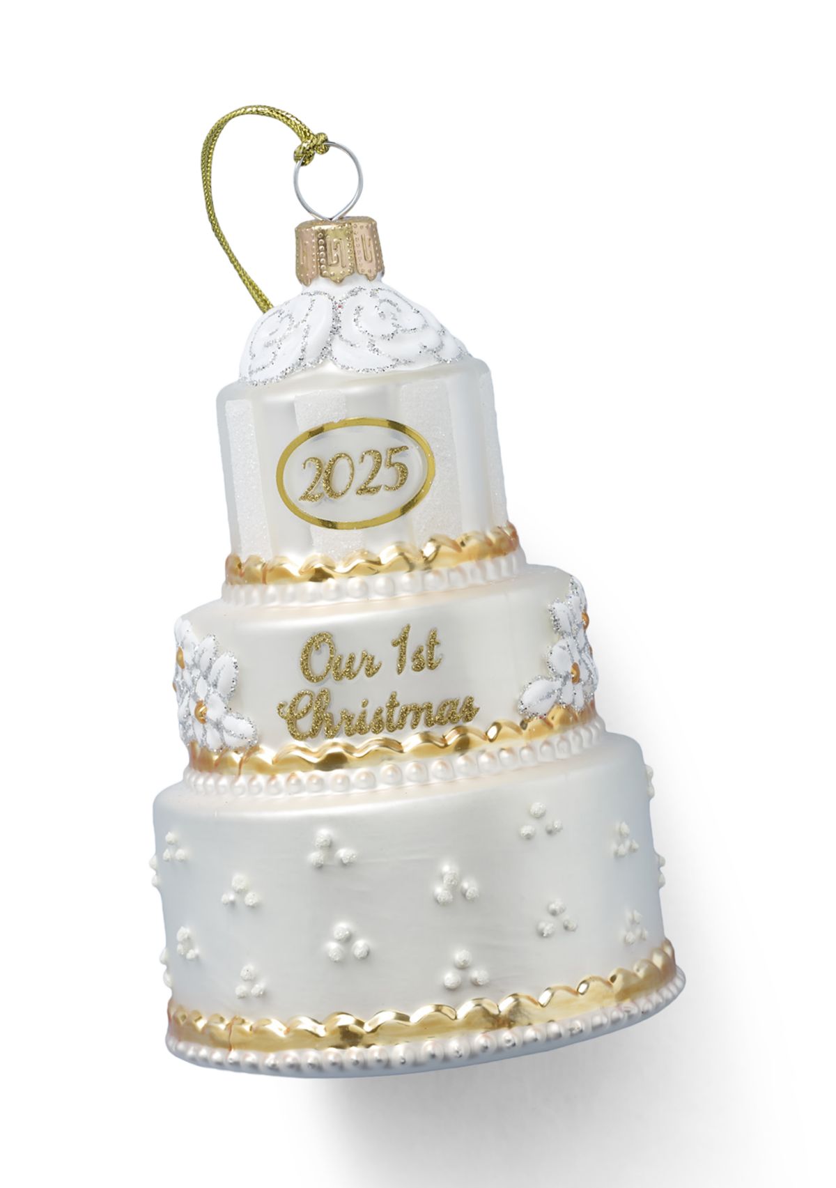 Blown Glass Wedding Ornament 