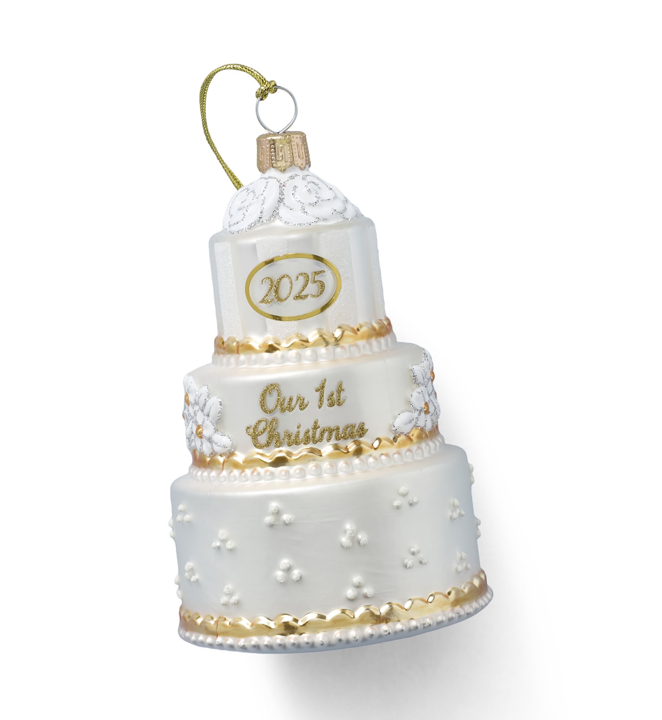 Blown Glass Wedding Ornament 