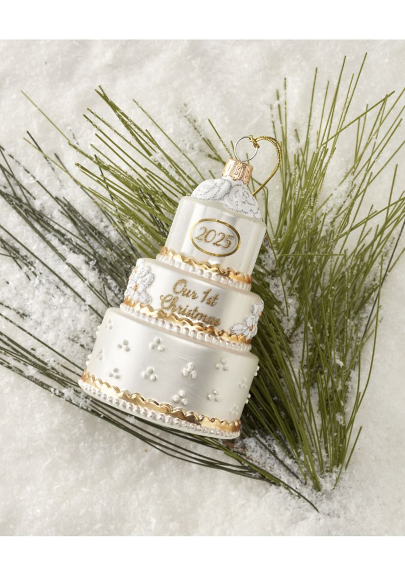 Blown Glass Wedding Ornament 