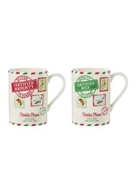 Lenox Naughty & Nice 2-Piece Mug Set, Ivory, Set of 2