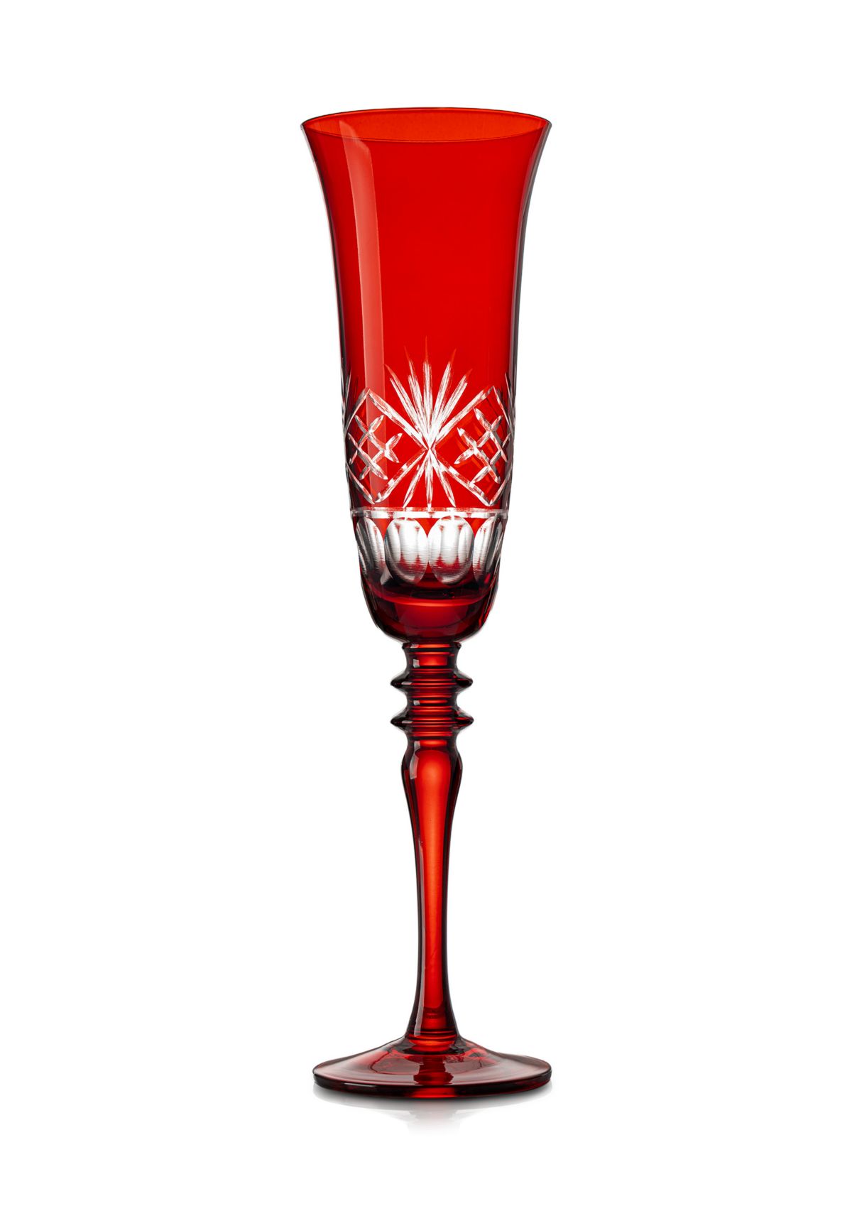 Red Etched Crystal Flute