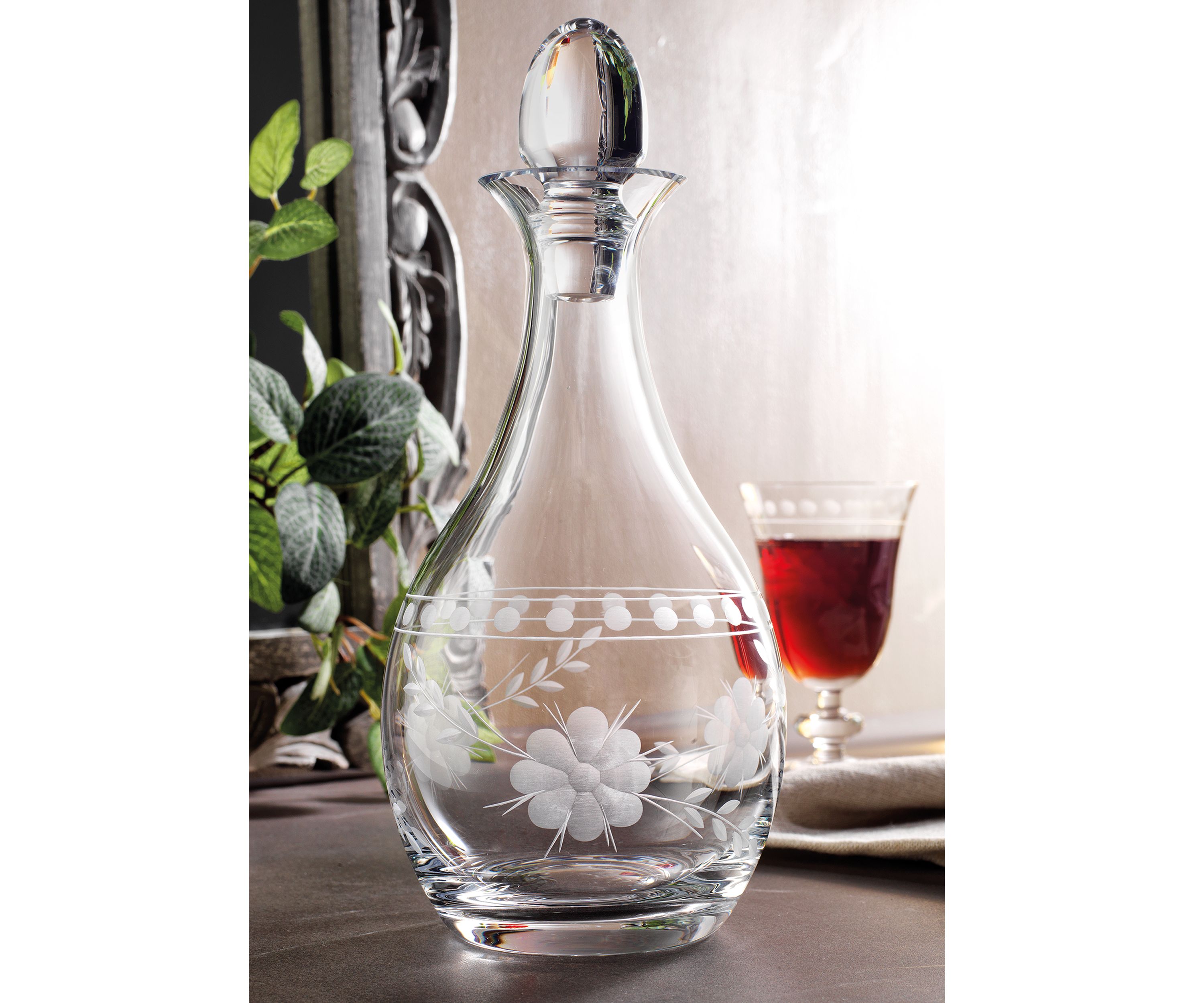 Spring Fleur Etched Decanter