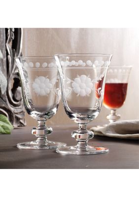 Spring Fleur Set of 4 Etched Goblets