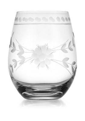 FLORAL STEMLESS WINE GLASSES - SET OF FOUR – The Huntington Store