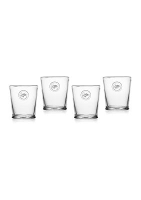 Set of 4 Double Old Fashioned Glasses with Acorn Logo 