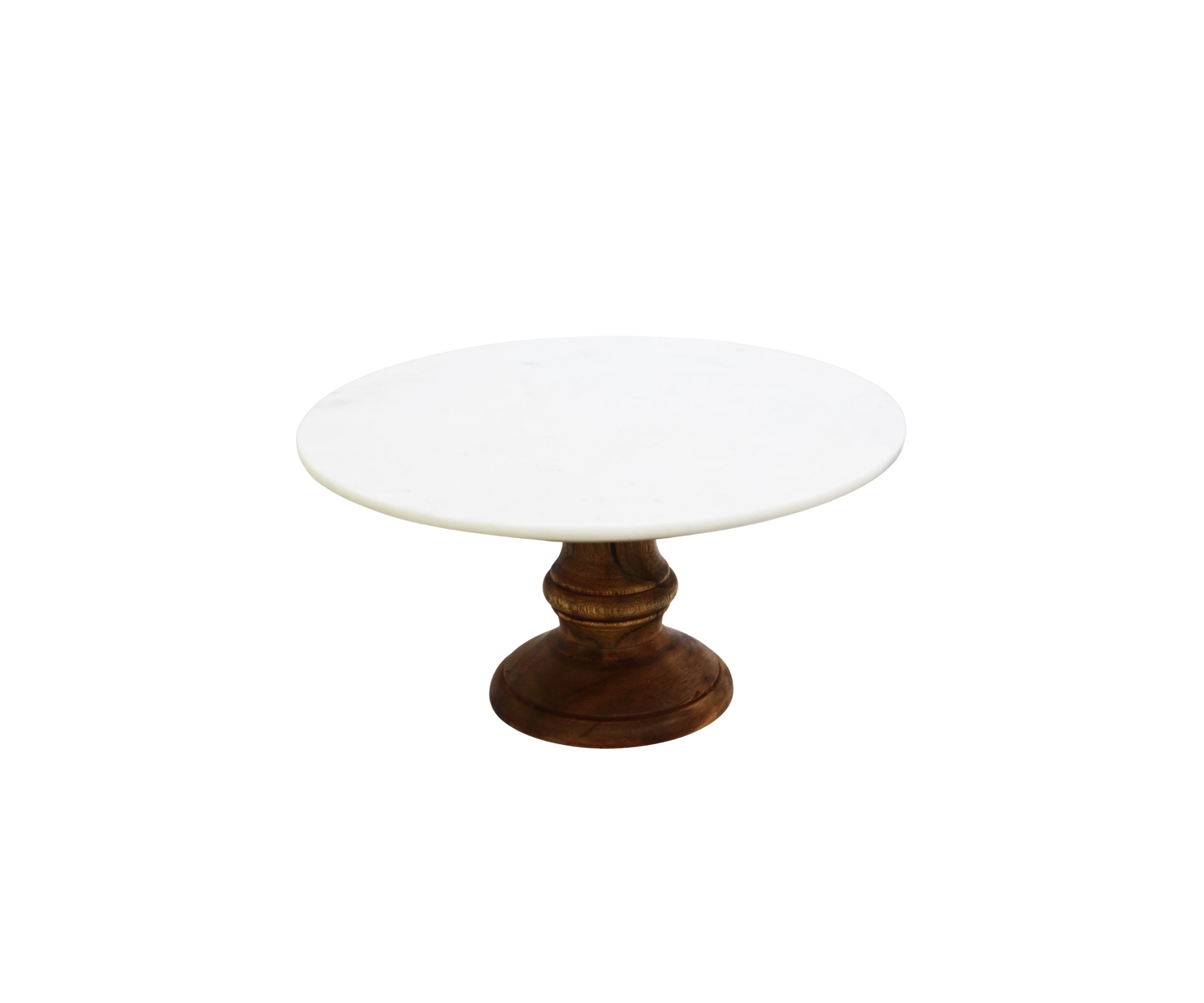 Marble Cake Plate with Wood Base 