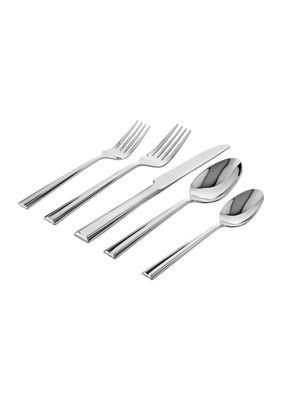 Tartan & Fleur Pleated Handle 20 Piece Flatware Set