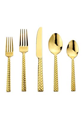 Gold Braided Handle 20 Piece Flatware Set 