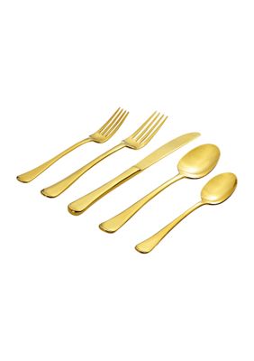 Altin 6 Piece Flatware Set - Black and Gold – Tea + Linen