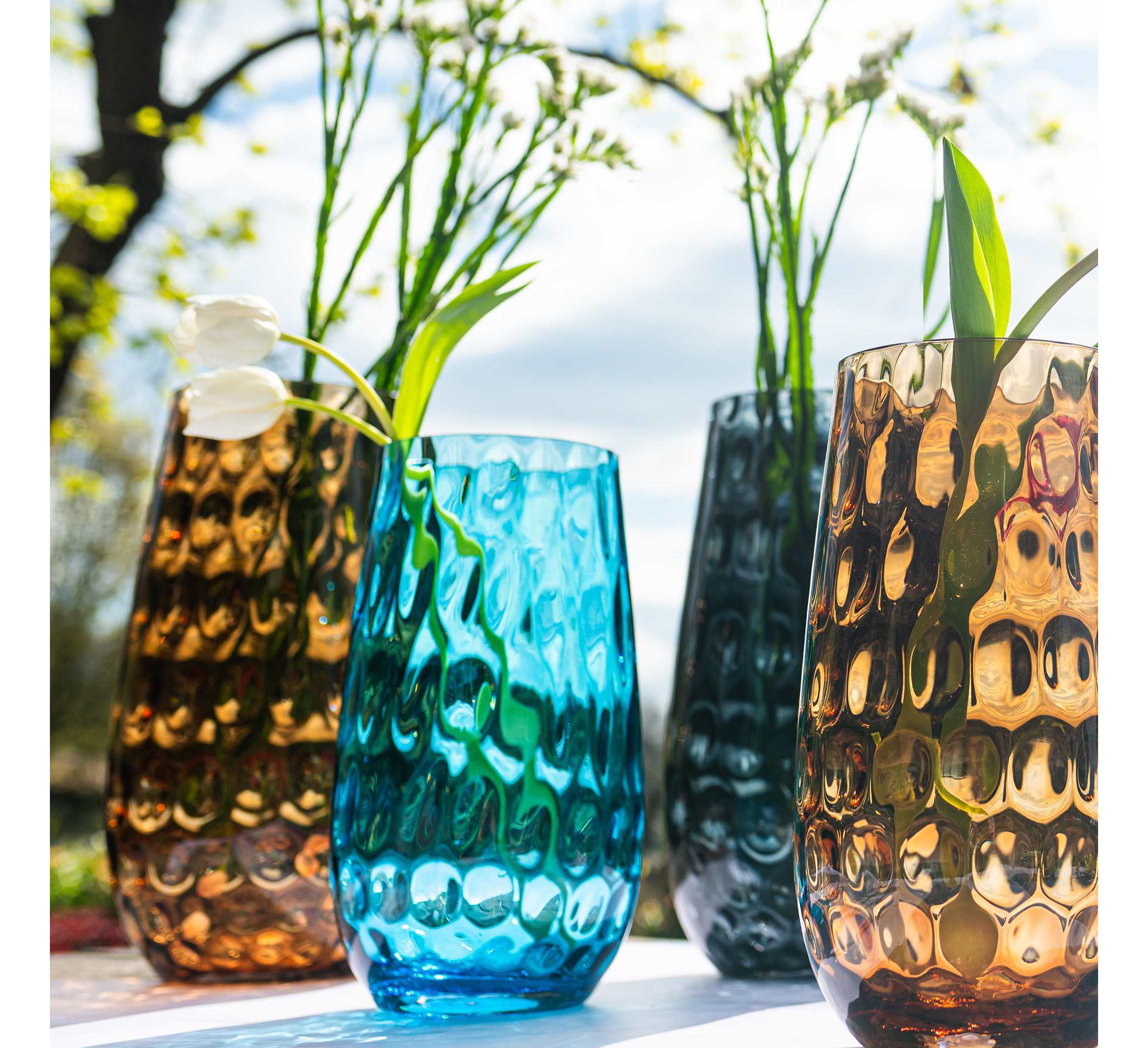 Bolla Glass Ash Blue Small Pebbled Vase
